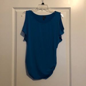 Blue Cold Shoulder Top Size S